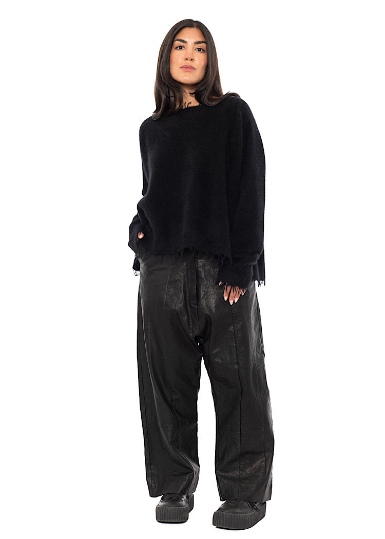 RELAXED FRAYED KNIT PULLOVER