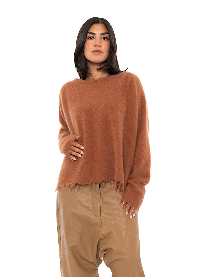 RELAXED FRAYED KNIT PULLOVER