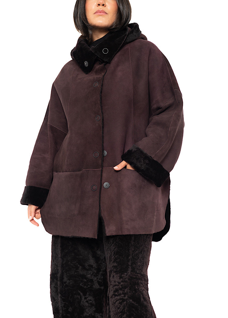 REVERSIBLE FUR HOODED JACKET