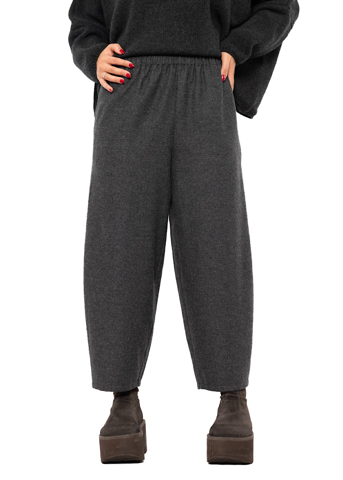 HERRINGBONE WOOL BLEND FOSCO TROUSER