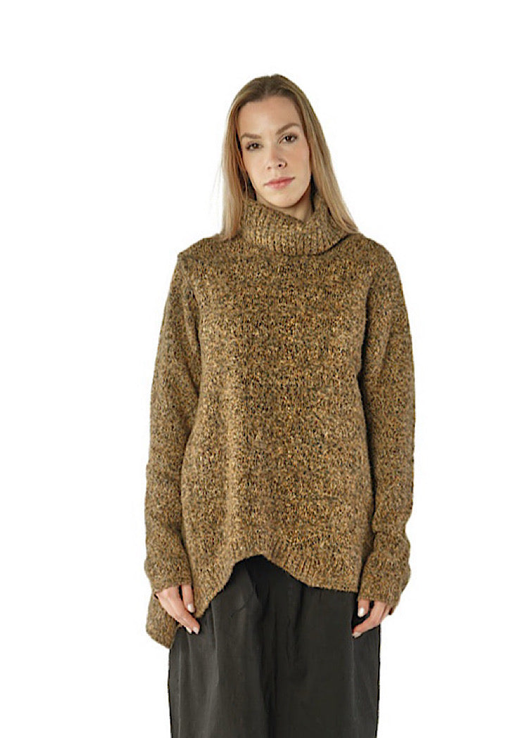 CL FUNNEL NECK MELANGE KNIT PULLOVER