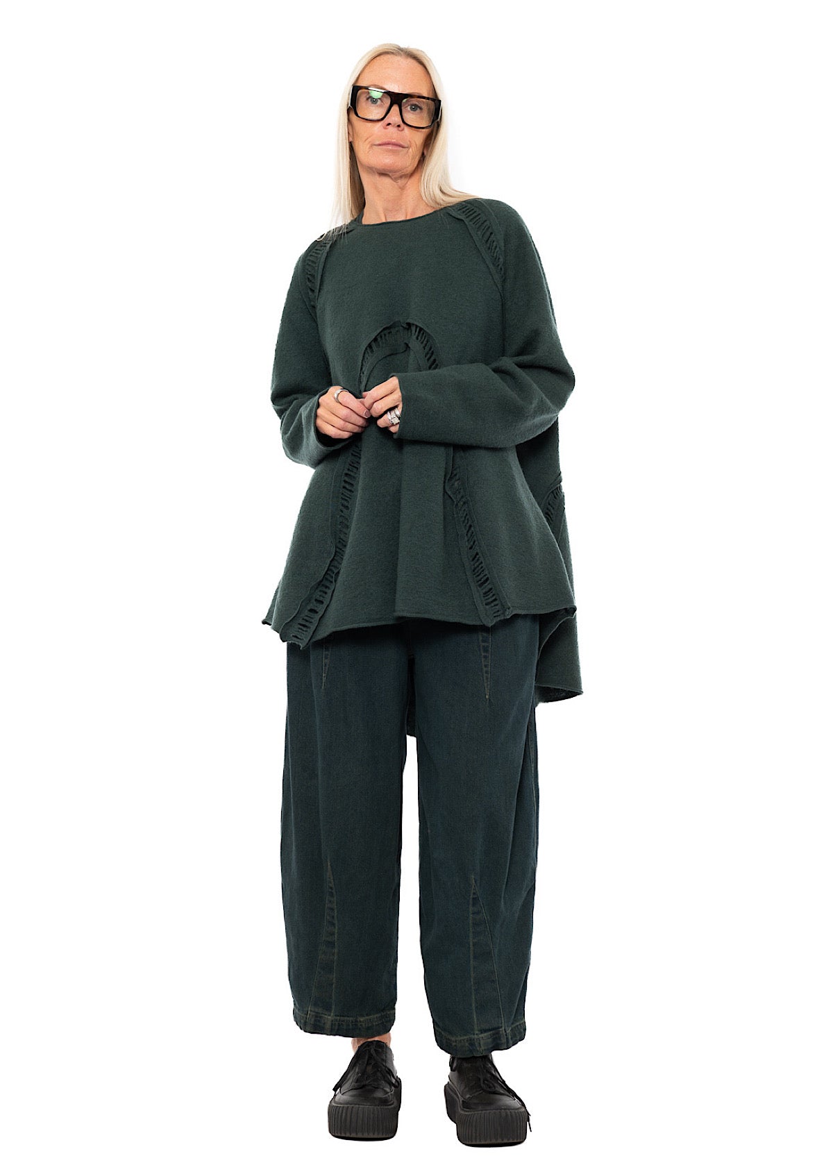 BOILED WOOL LADDER STITCH TUNIC