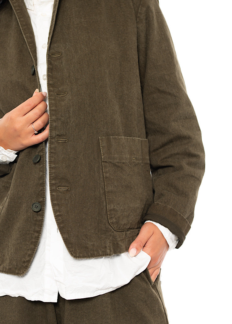 GARMENT-DYED COTTON-LINEN JACKET