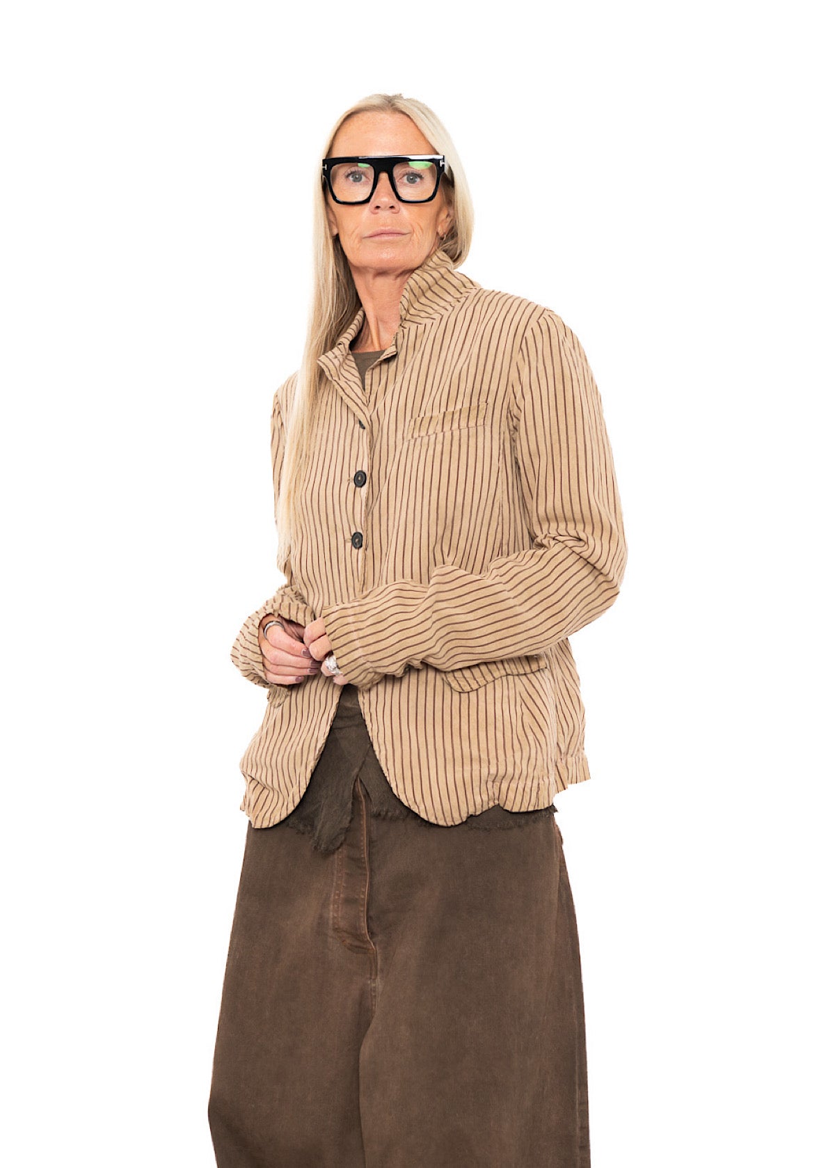 GARMENT-DYED SILK STRIPE JACKET