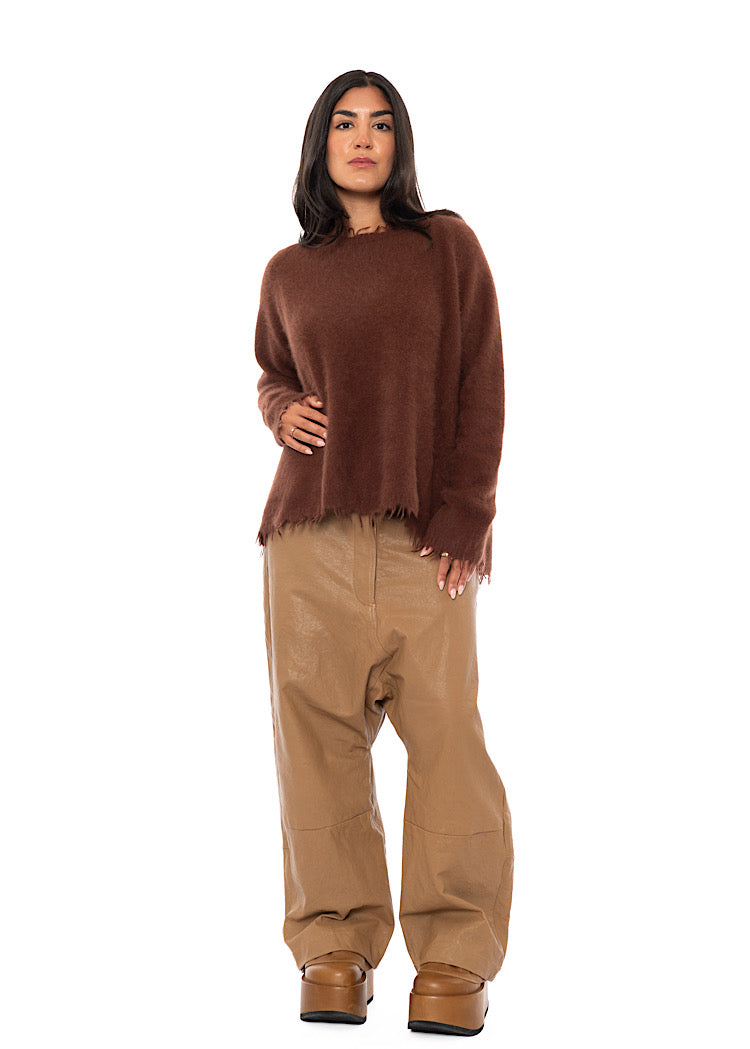 FRAYED FOX WOOL SILK PULLOVER