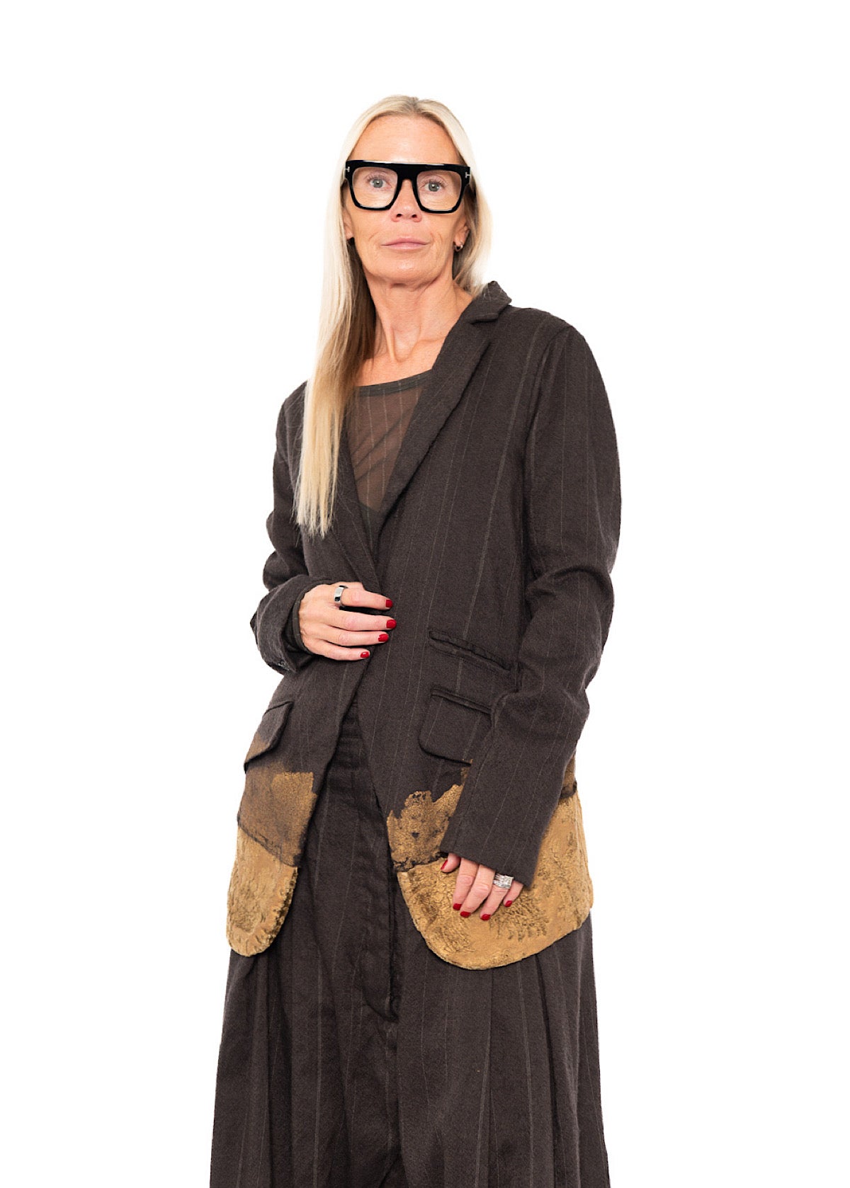 GOLDFARBEN BEMALTE Jacke MIT FEINEN NEBELSTREIFEN