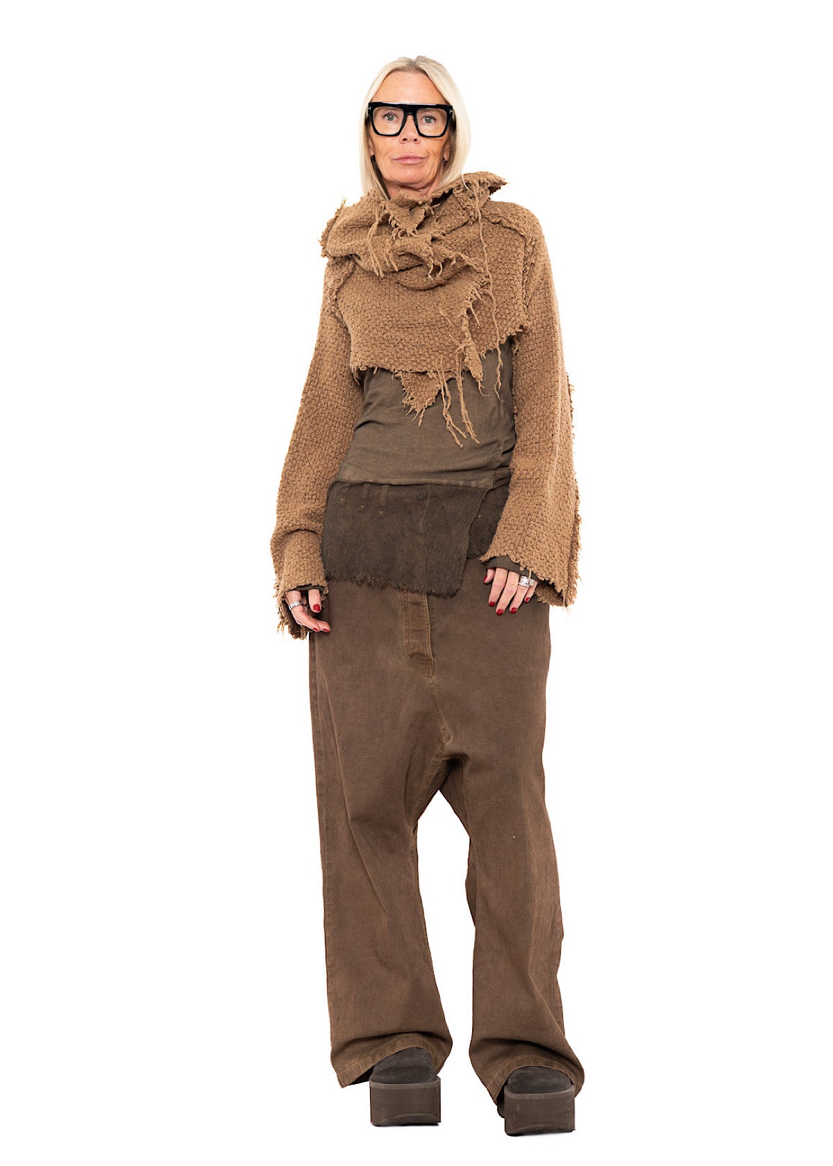 CROPPED TEXTURED SILK KNIT PULLOVER