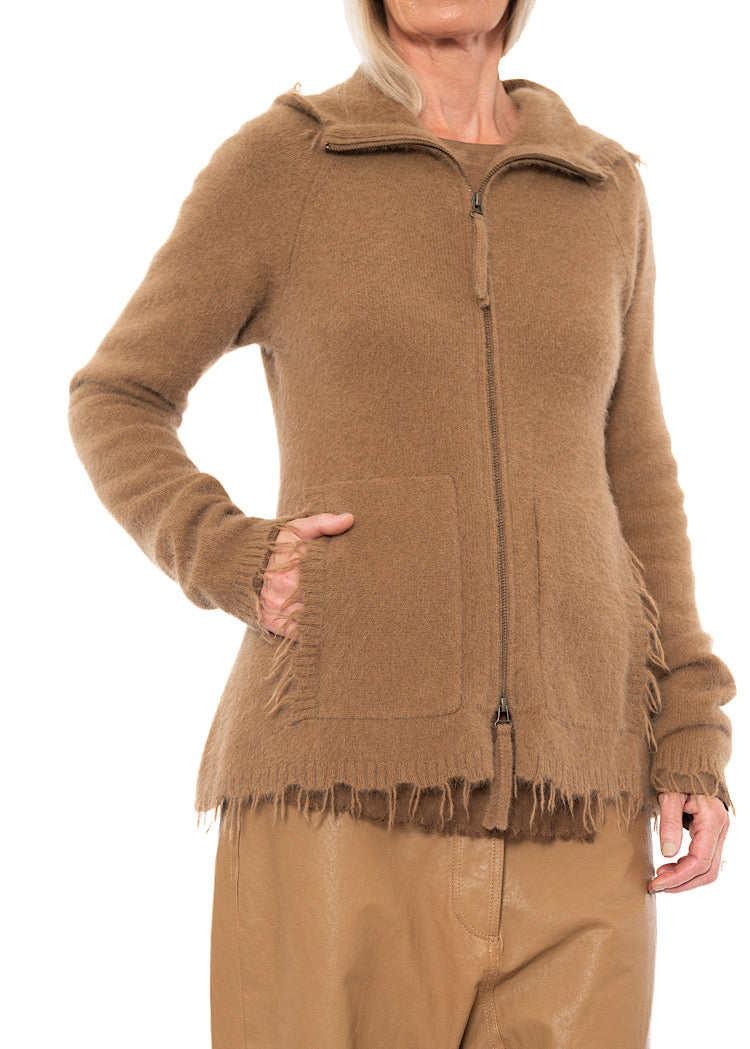 HOODED KNIT CARDIGAN