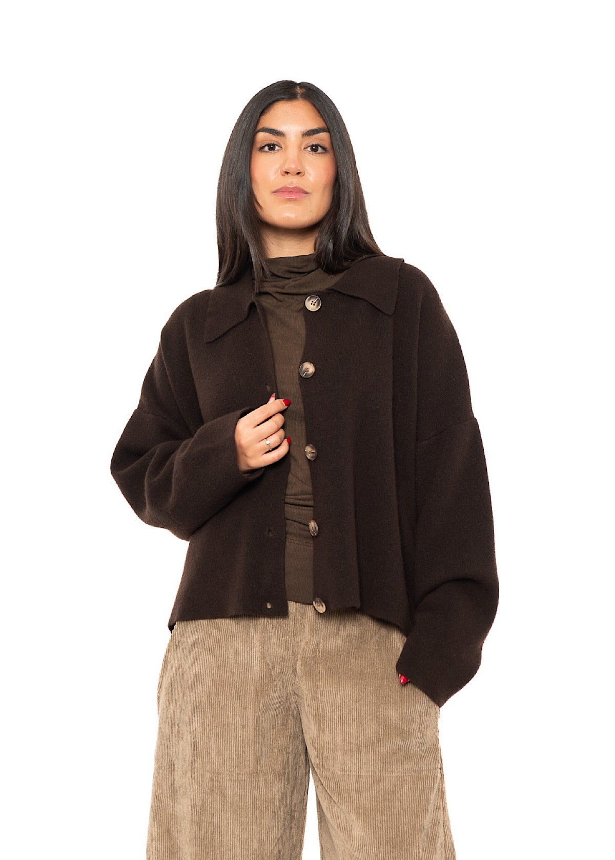 BOXY WOOL-MIX CARDIGAN