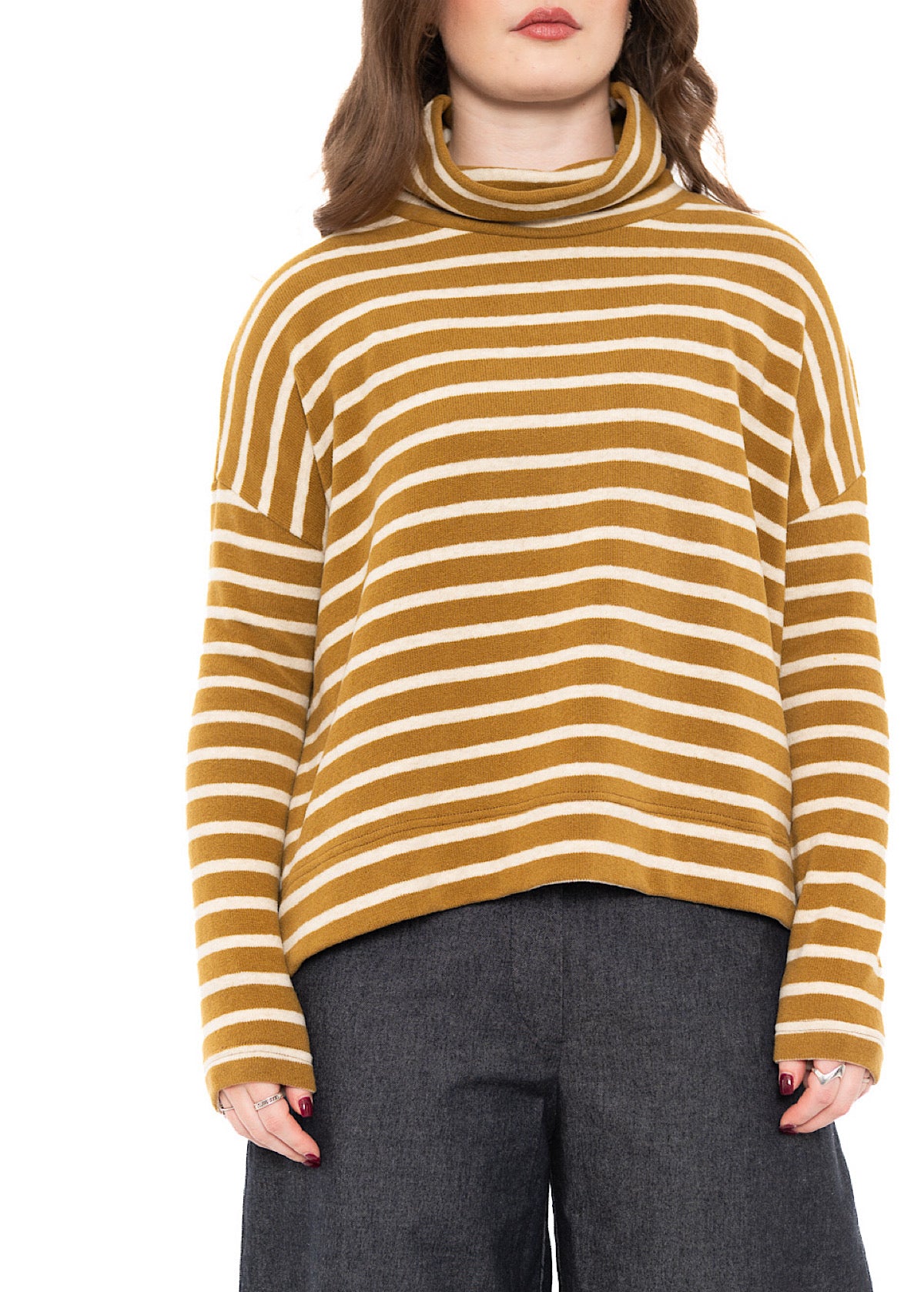 STRIPED COTTON-FLEECE MOYET PULLOVER