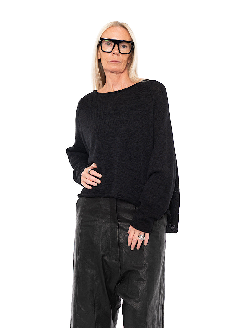 LINEN-BLEND KNITTED PULLOVER