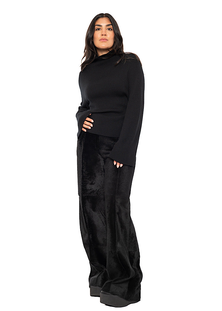 FLARED FUR LEATHER TROUSER