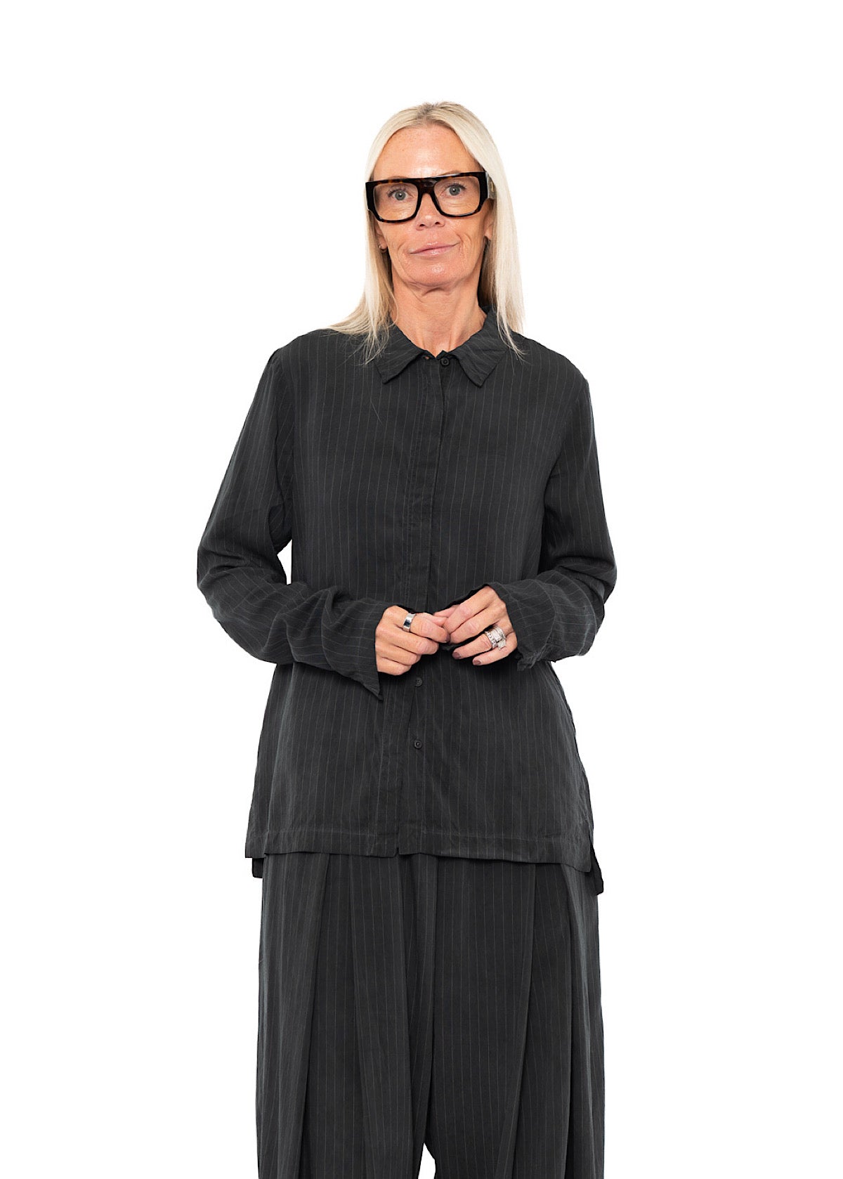 PINSTRIPE VISCOSE-SILK SHIRT