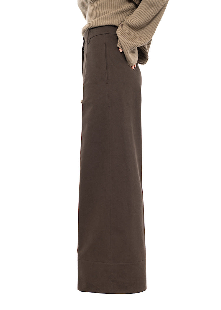 WIDE-LEG COTTON WOOL TROUSER
