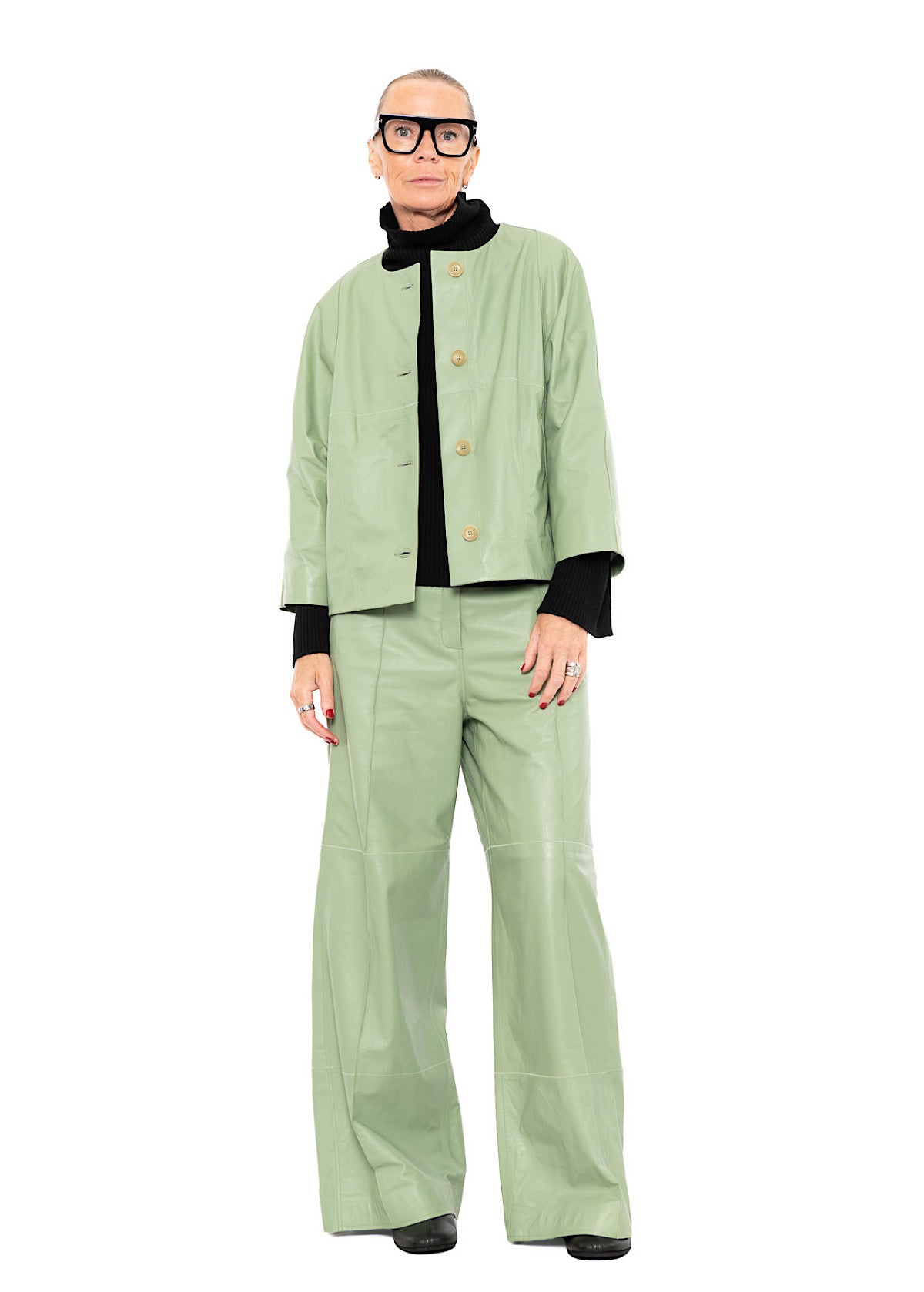 SIGNATURE WIDE LEG LEATHER TROUSER