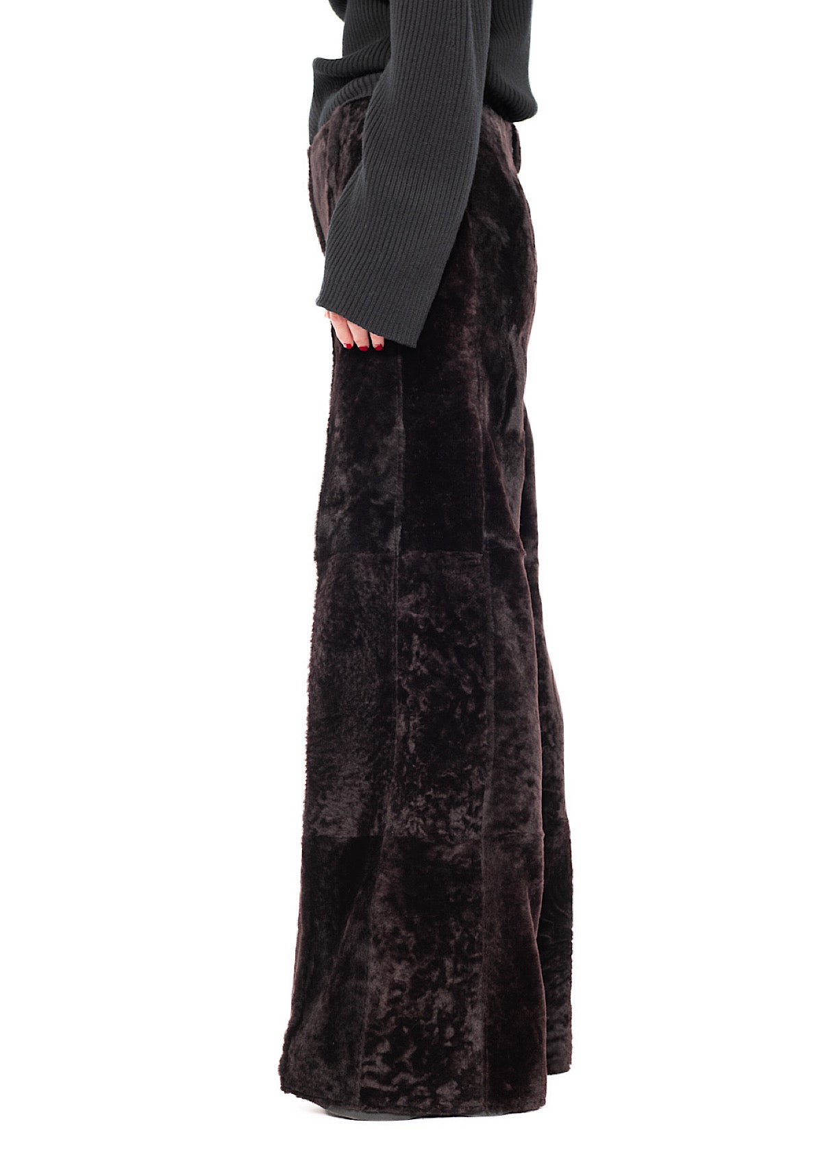 WIDE FUR LEATHER TROUSER