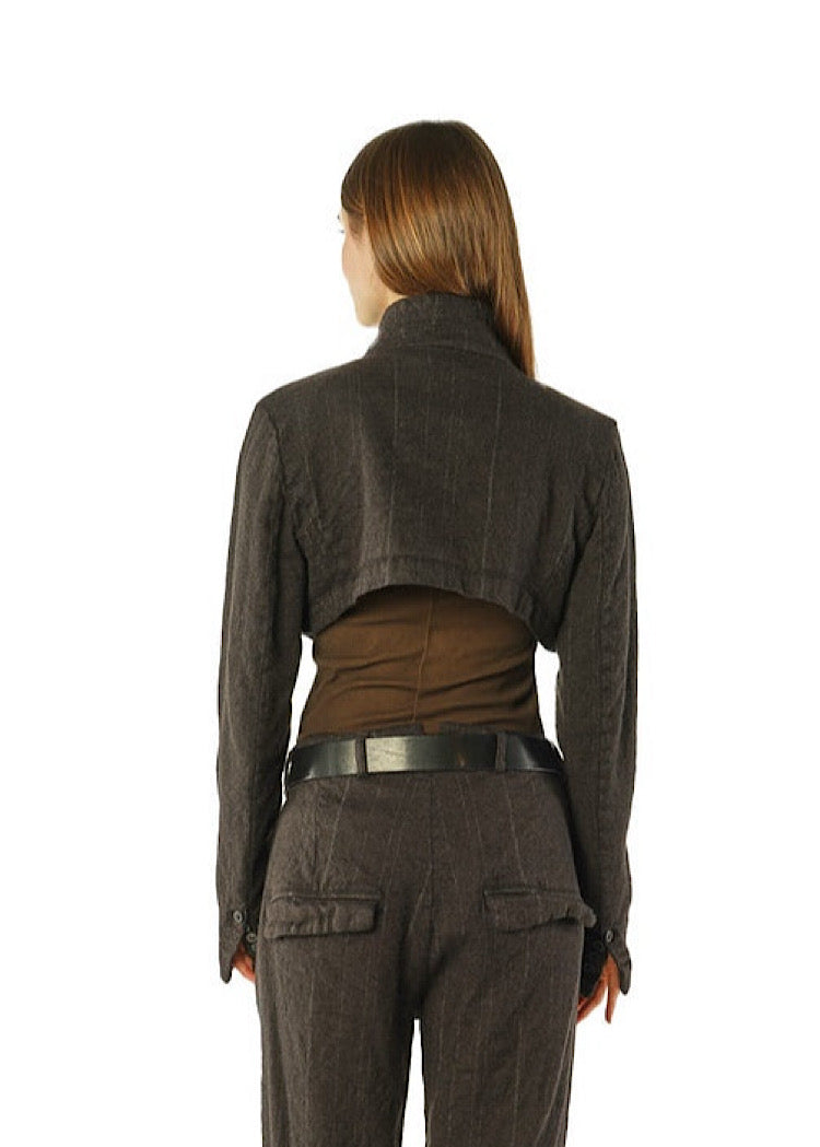 CROPPED PINSTRIPE WOOL JACKET