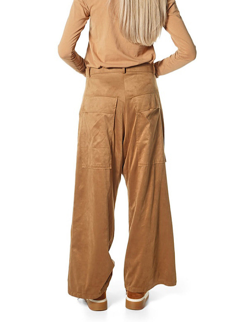 FAUX SUEDE WIDE LEG TROUSER