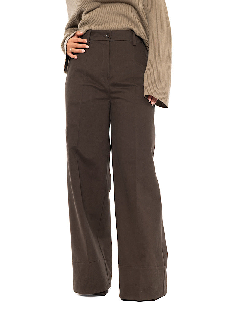 WIDE-LEG COTTON WOOL TROUSER