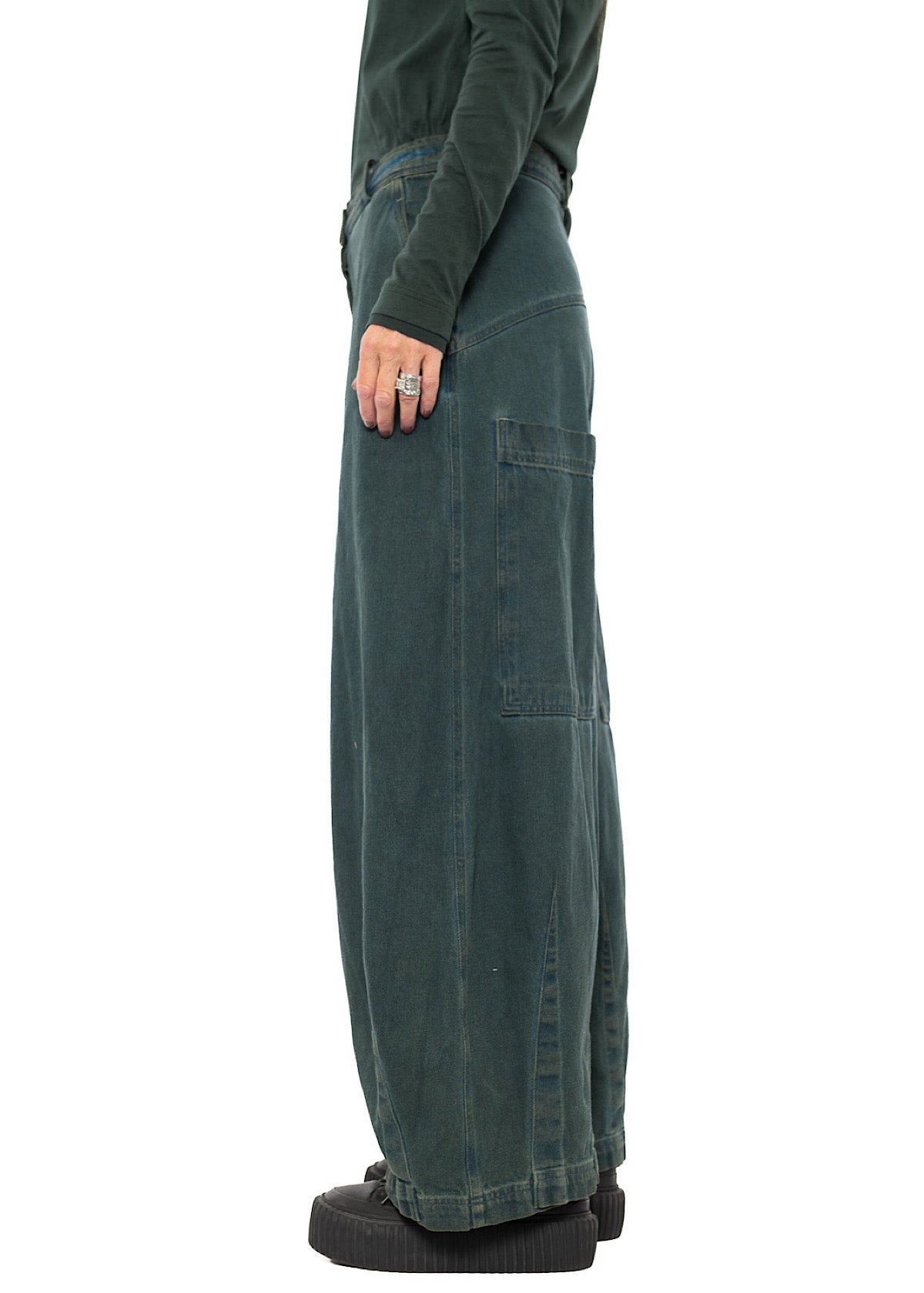 GARMENT-DYED DENIM WIDE LEG TROUSER