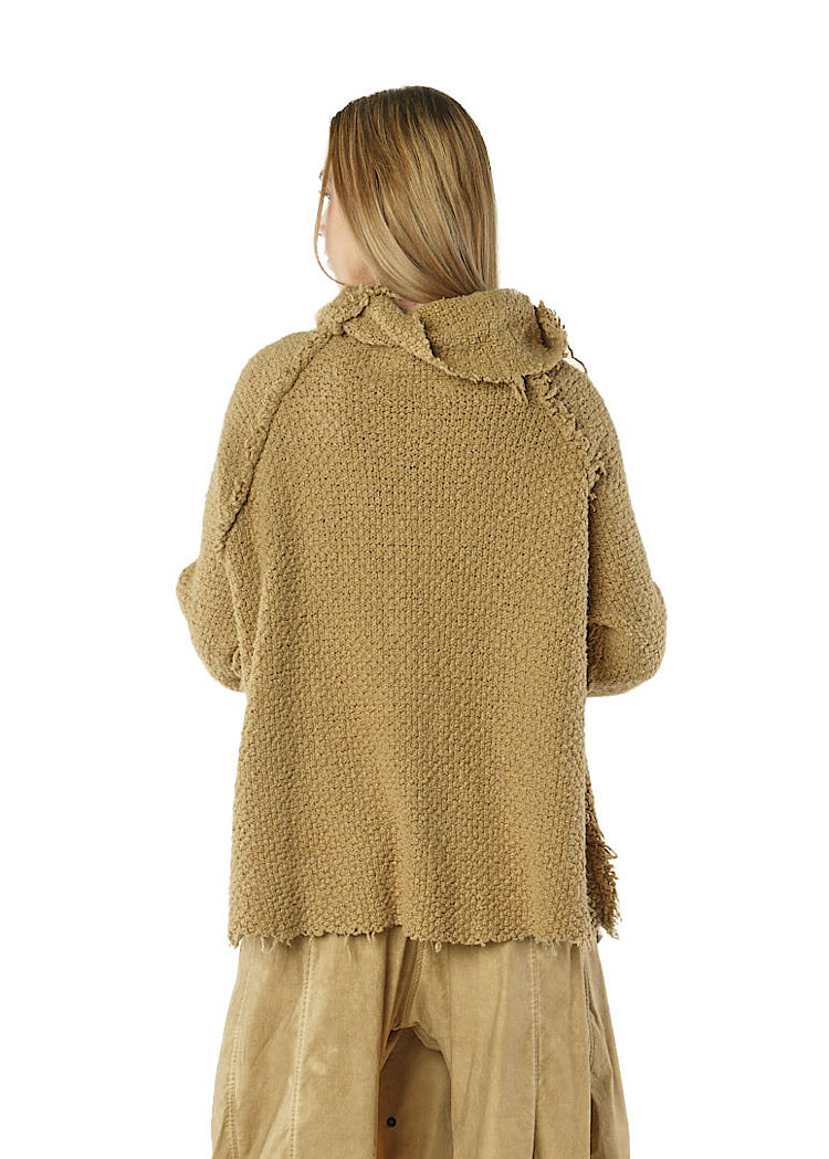TEXTURED SILK KNIT PULLOVER *BLACK* (Shown in CLAY)
