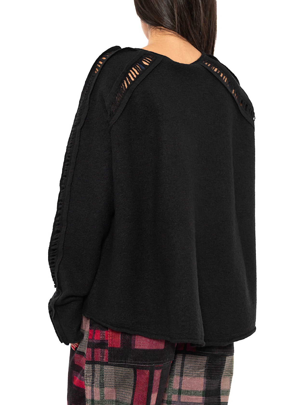 BOILED WOOL LADDER STITCH PULLOVER