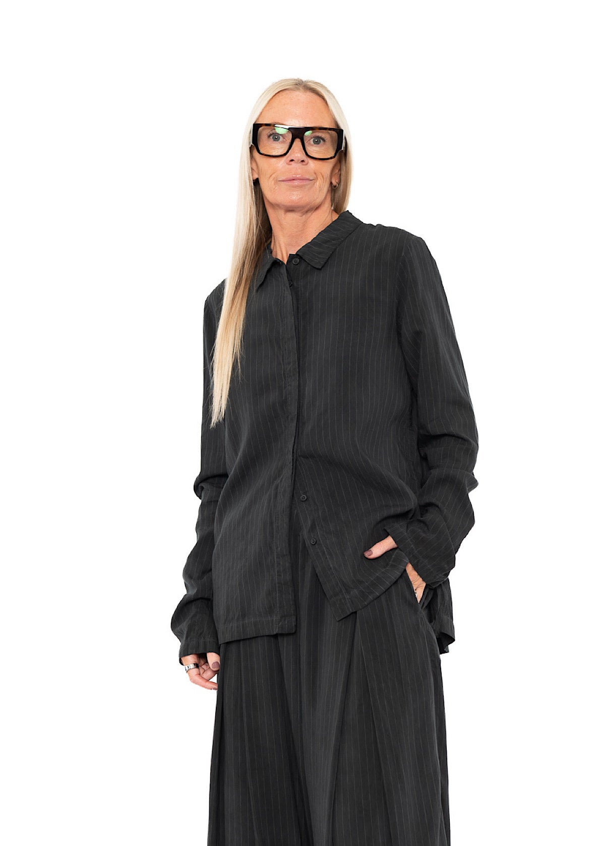 PINSTRIPE VISCOSE-SILK SHIRT
