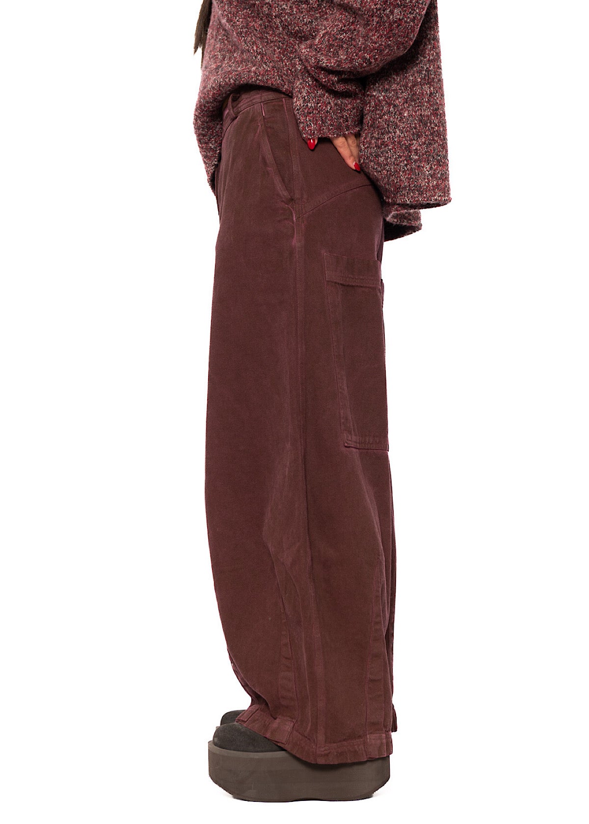 GARMENT-DYED DENIM WIDE LEG TROUSER