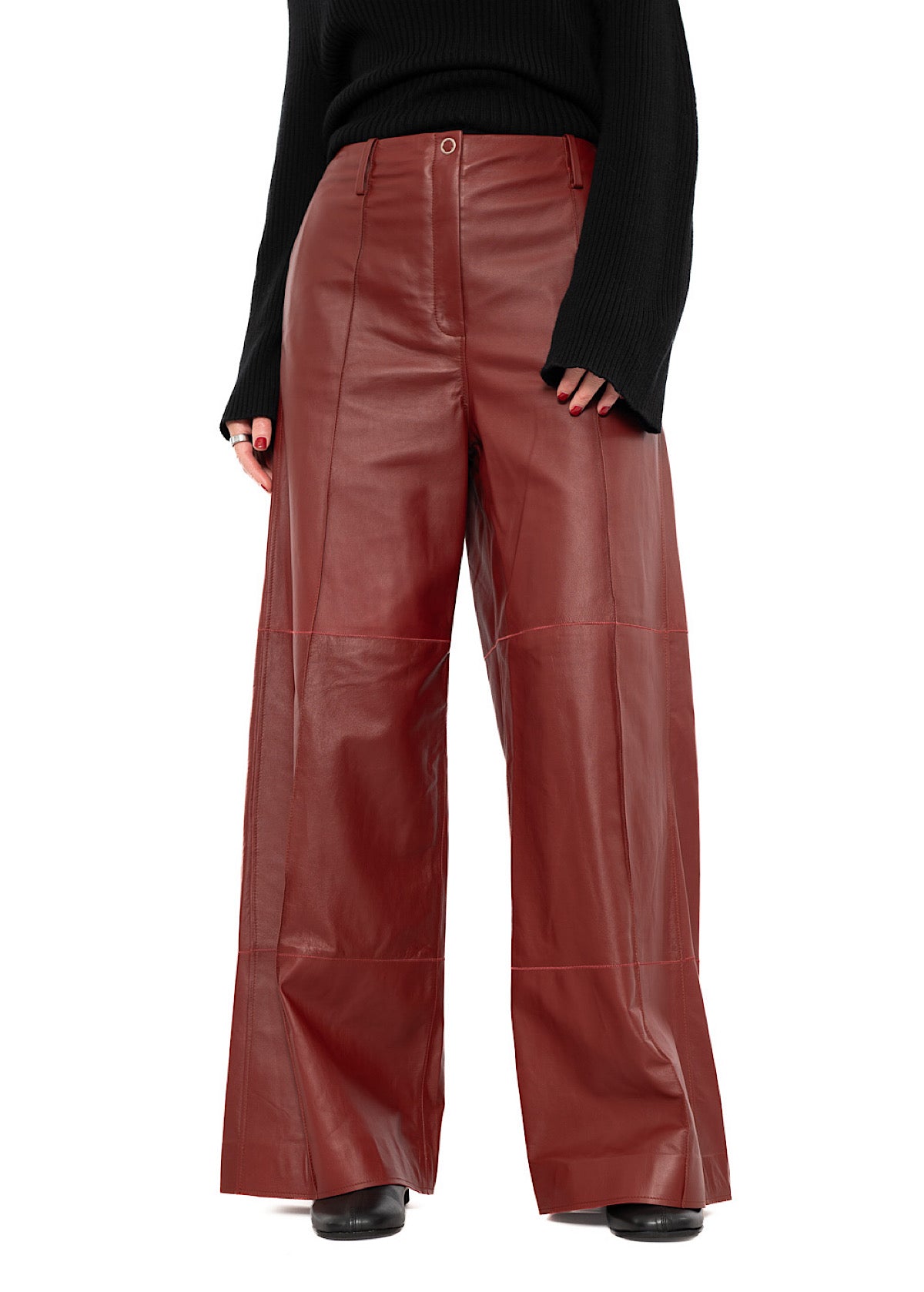 SIGNATURE WIDE LEG LEATHER TROUSER