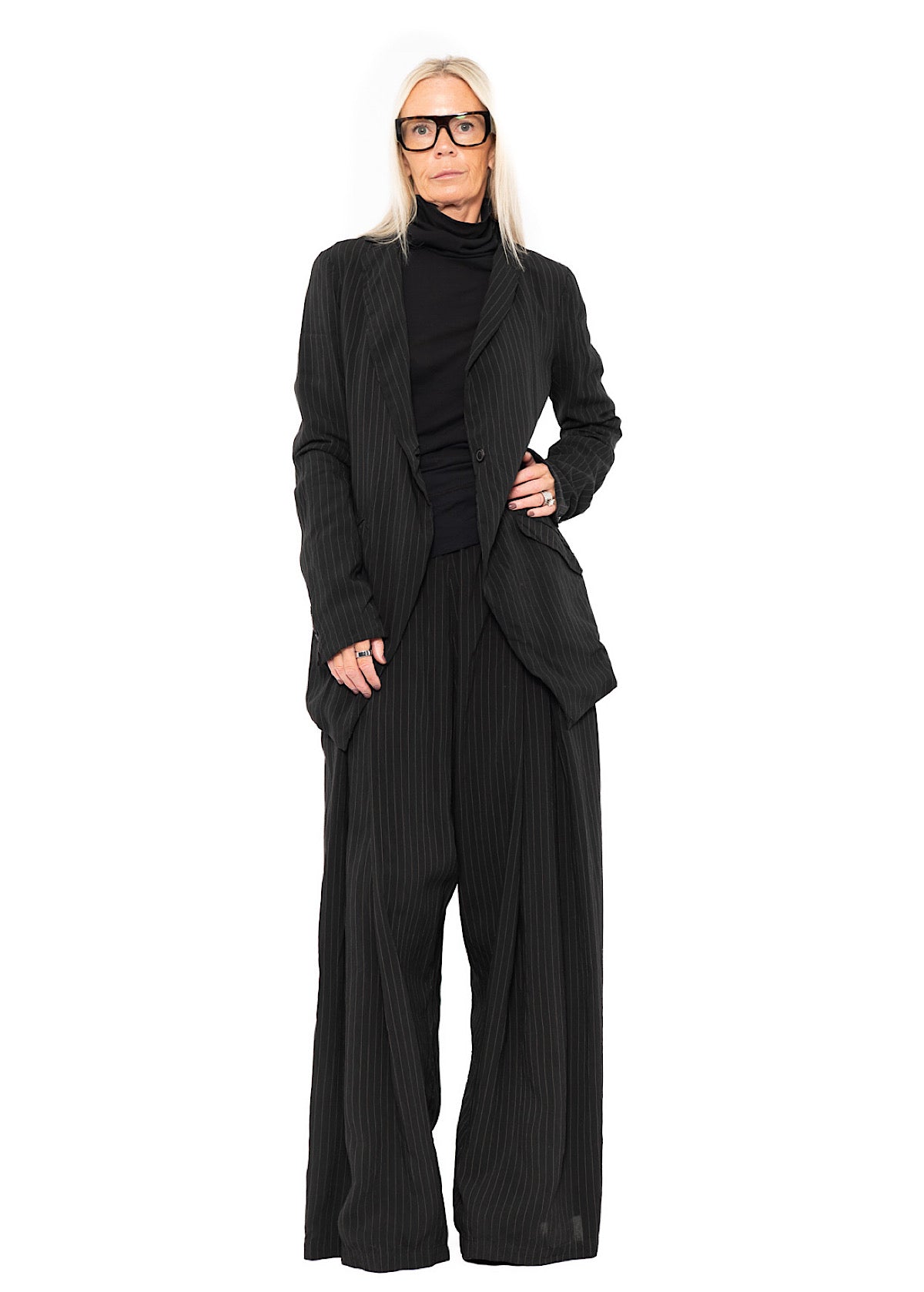 FLUID PINSTRIPE LONGLINE JACKET