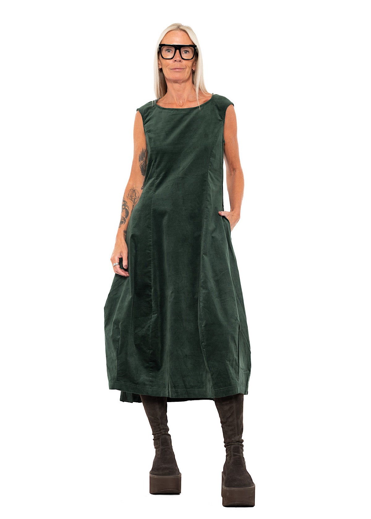 STRETCH-VELVET BALLOON DRESS