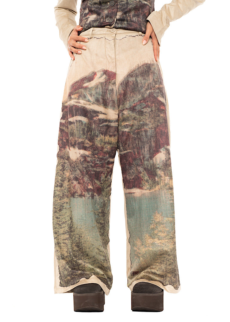 LANDSCAPE PRINT WIDE LEG TROUSER