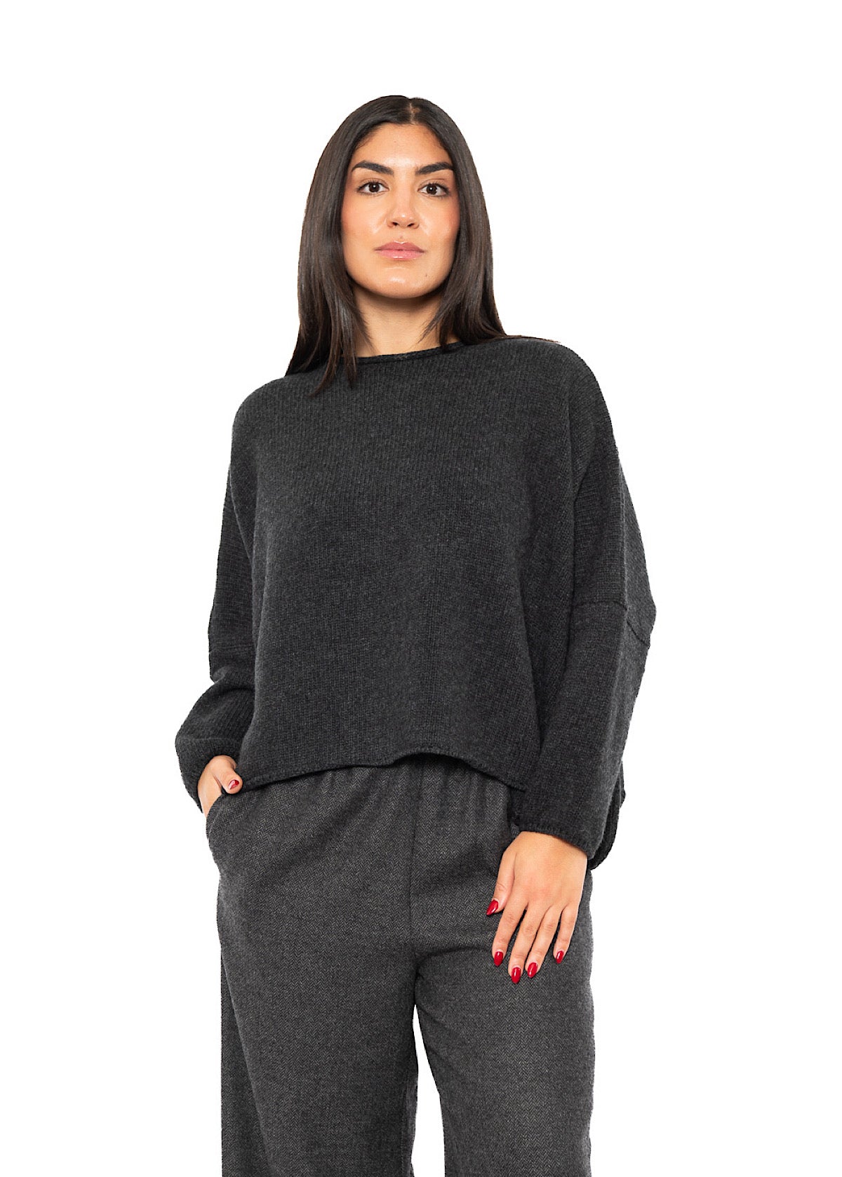 CROPPED CASHMERE BLEND FAUSTA PULLOVER