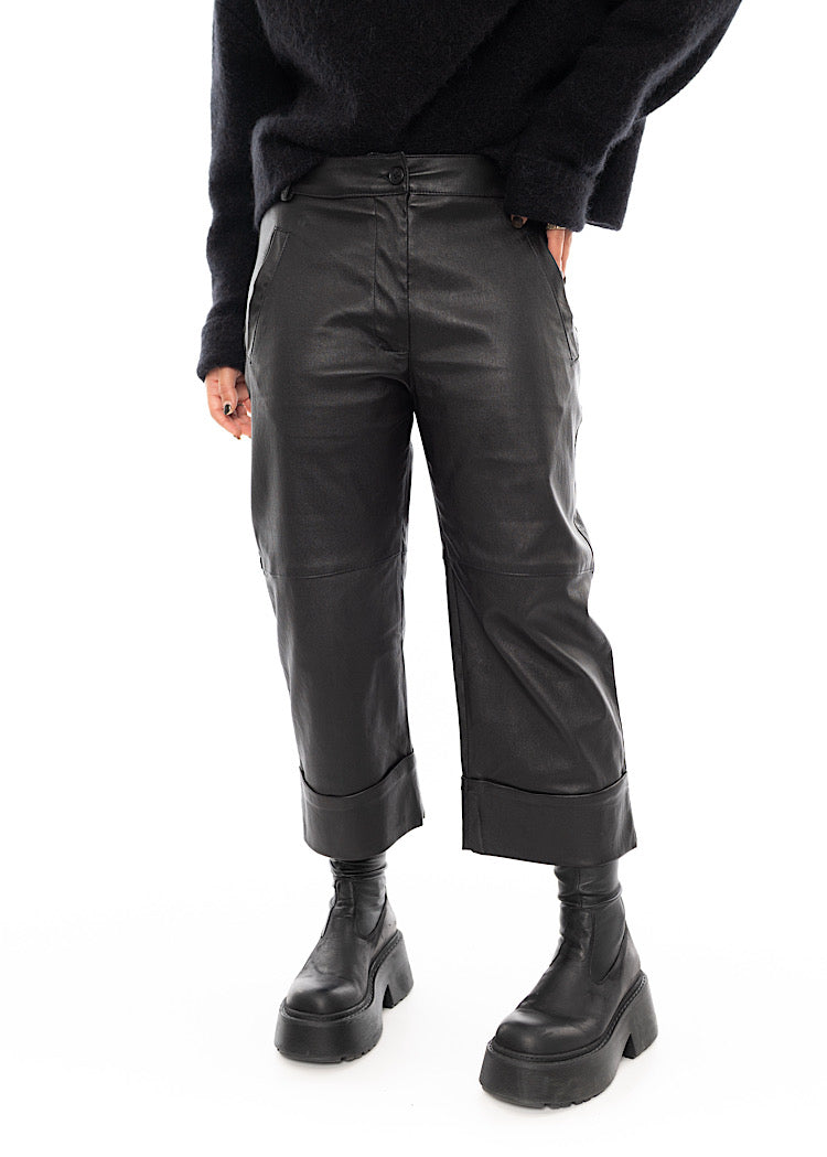 SORT AARHUS LEATHER TROUSER