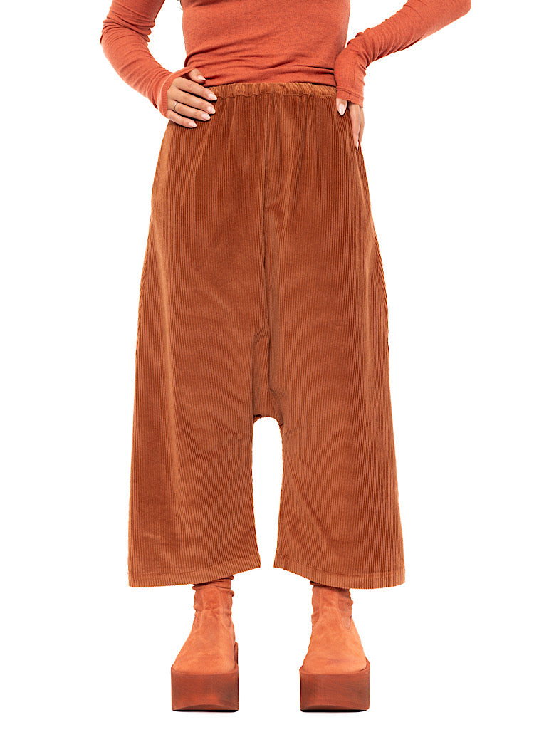 DROP CROTCH STRETCH CORD VELVET TROUSER
