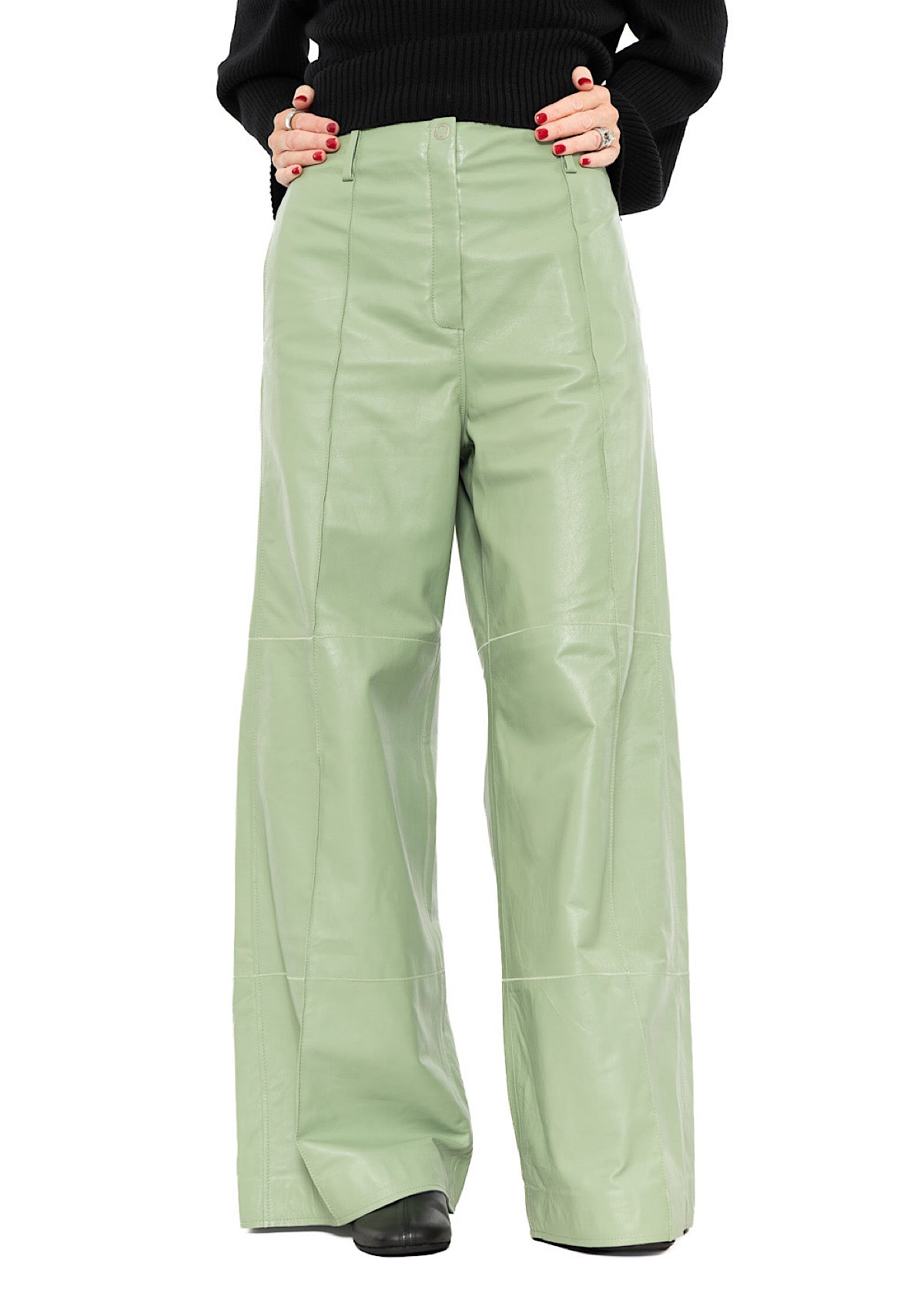 SIGNATURE WIDE LEG LEATHER TROUSER