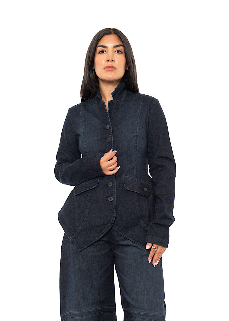 STRETCH DENIM FITTED JACKET