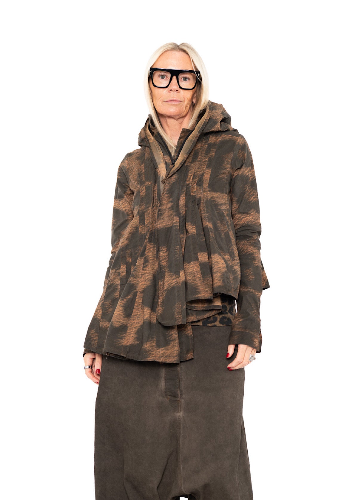 ASYMMETRIC STRETCH LEOPARD PRINT JACKET