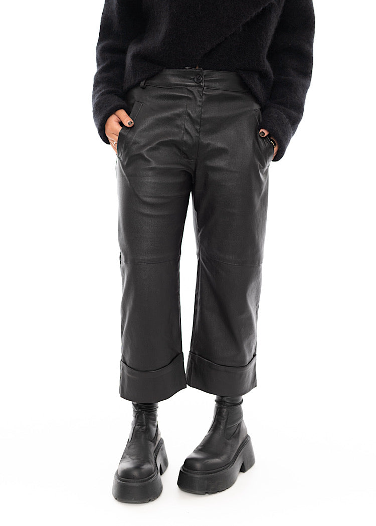 SORT AARHUS LEATHER TROUSER