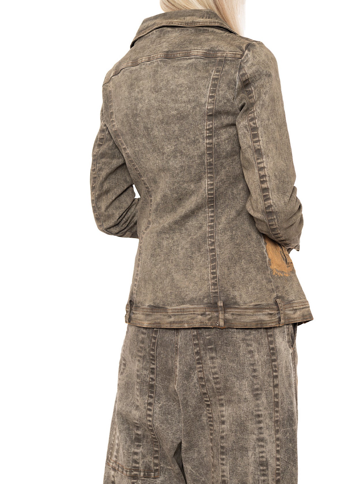 HAND-PAINTED GOLD STRETCH DENIM JACKET