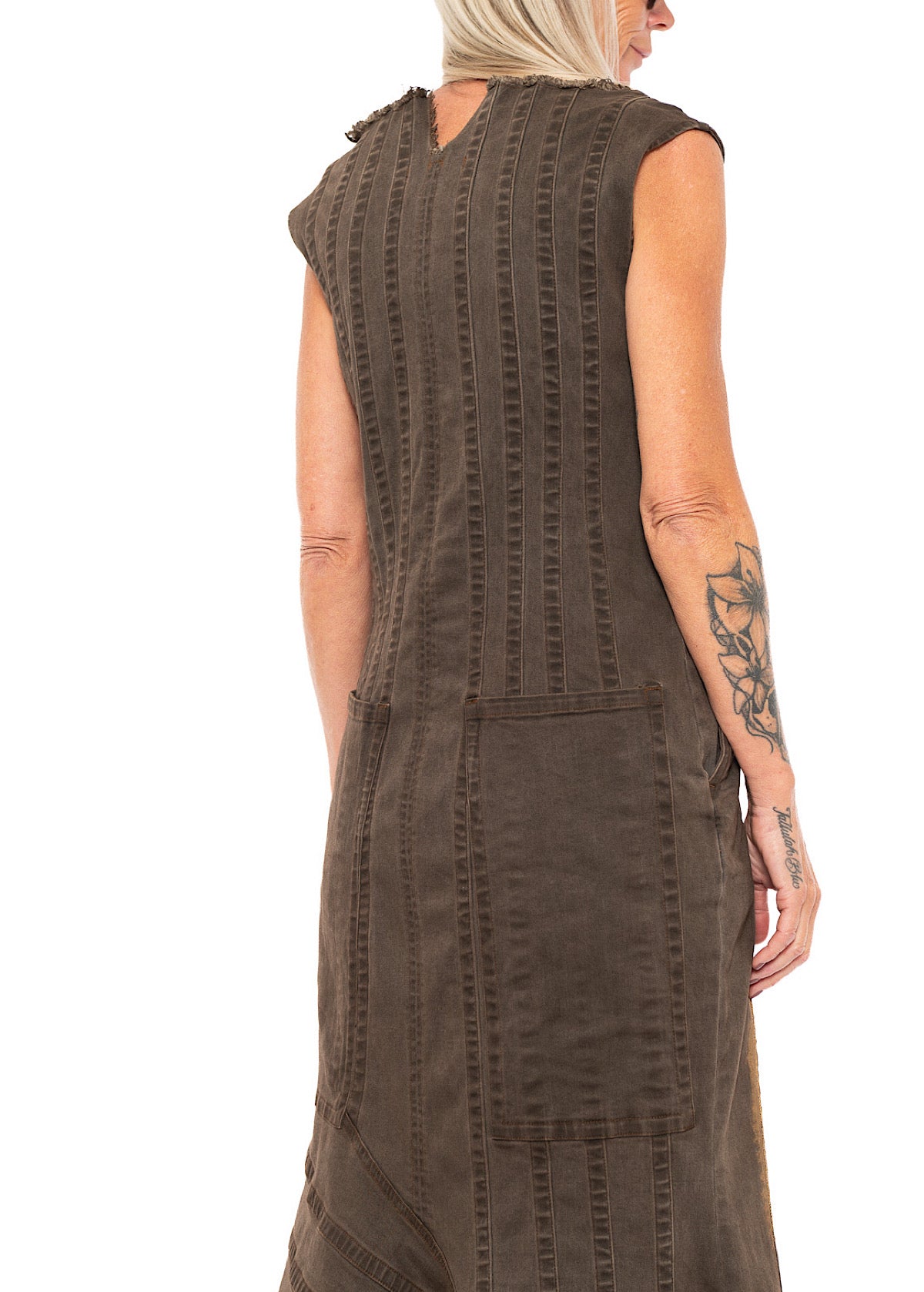 HAND-PAINTED GOLD PIGMENT DENIM DRESS