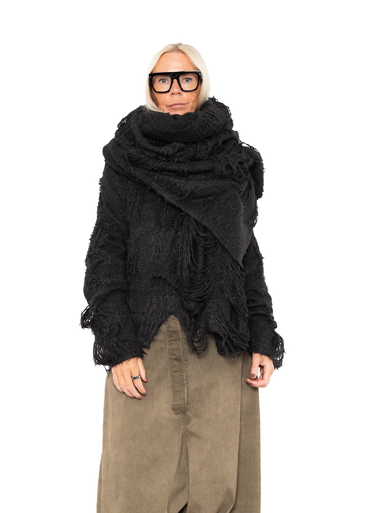 LADDERED SILK KNIT SCARF