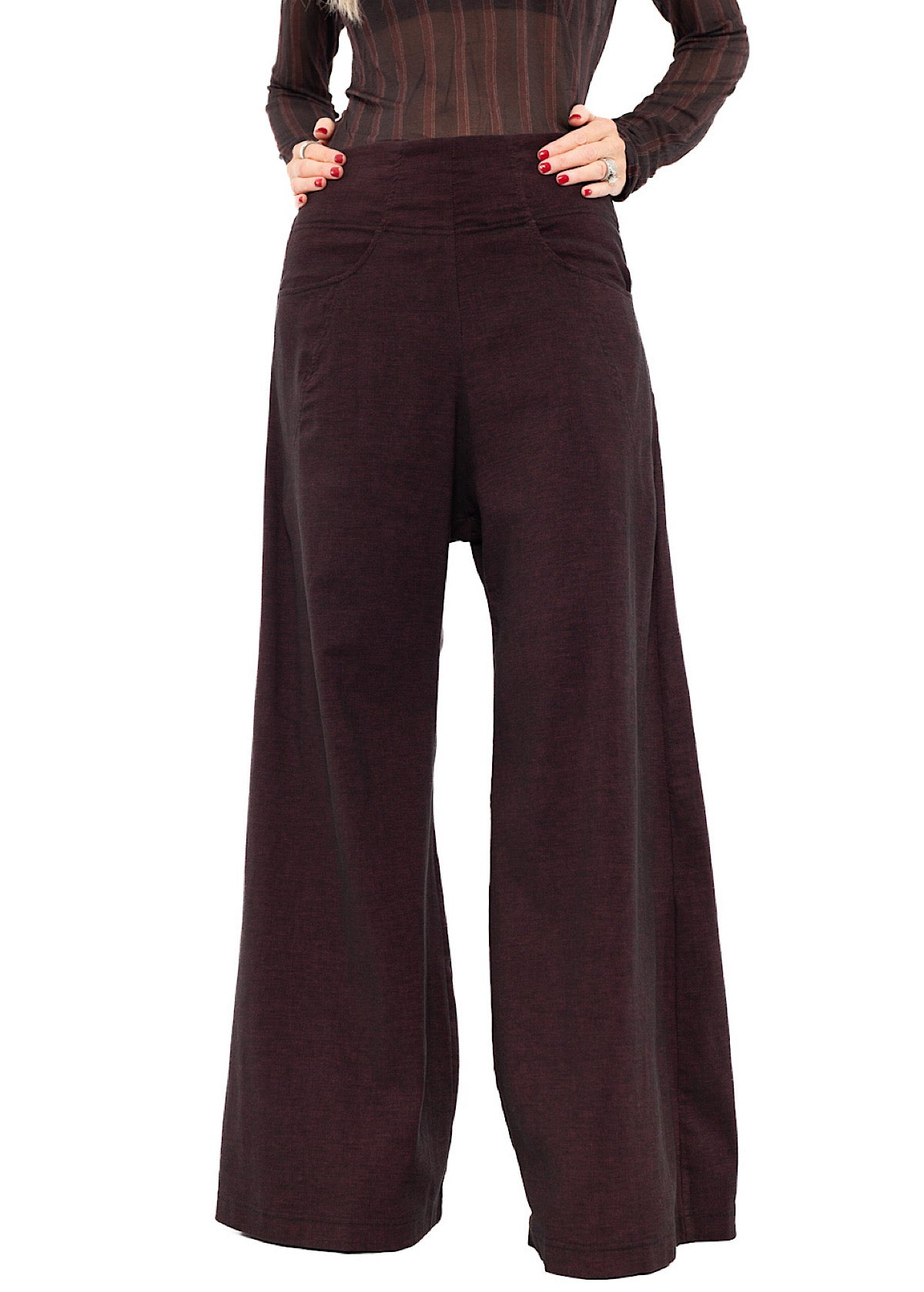 STRETCH FLARED WIDE-LEG TROUSER