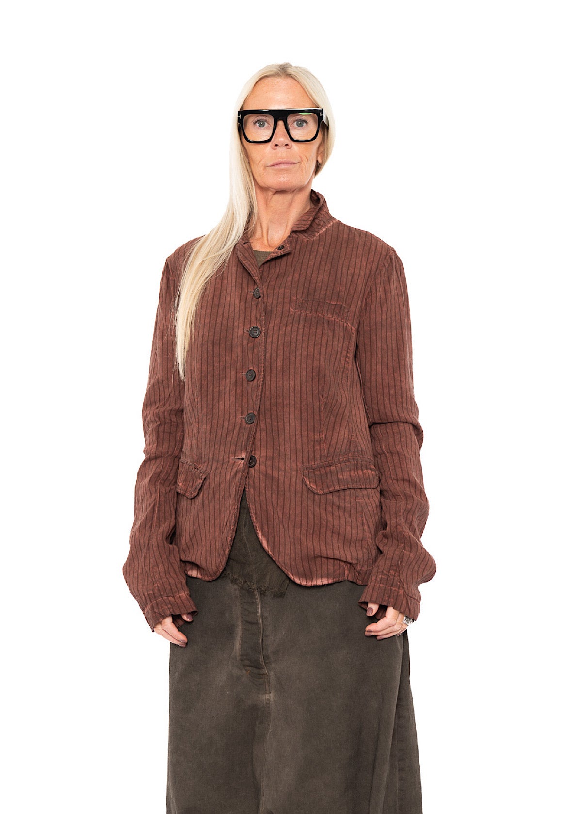 GARMENT-DYED SILK STRIPE JACKET