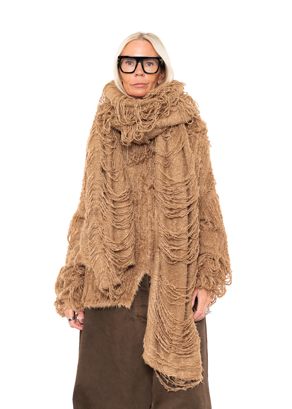 LADDERED SILK KNIT SCARF