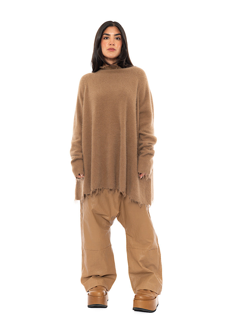 OVERSIZED FOX WOOL SILK KNITTED TUNIC