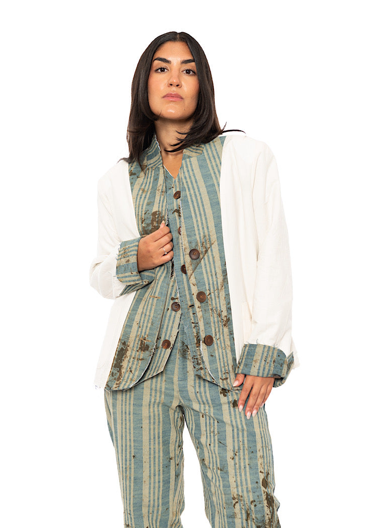 BOXY STRIPED COTTON JACKET