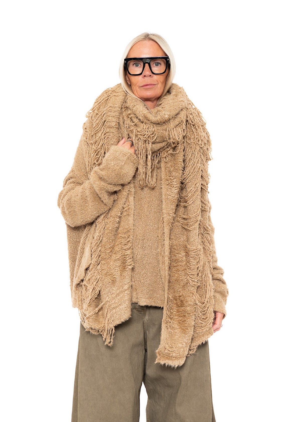 LADDERED SILK KNIT SCARF