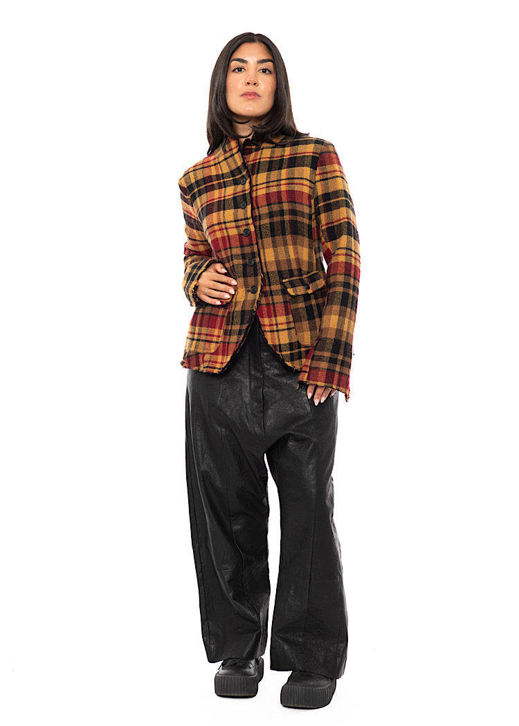 TEXTURED CHECK WOOL BLEND JACKET