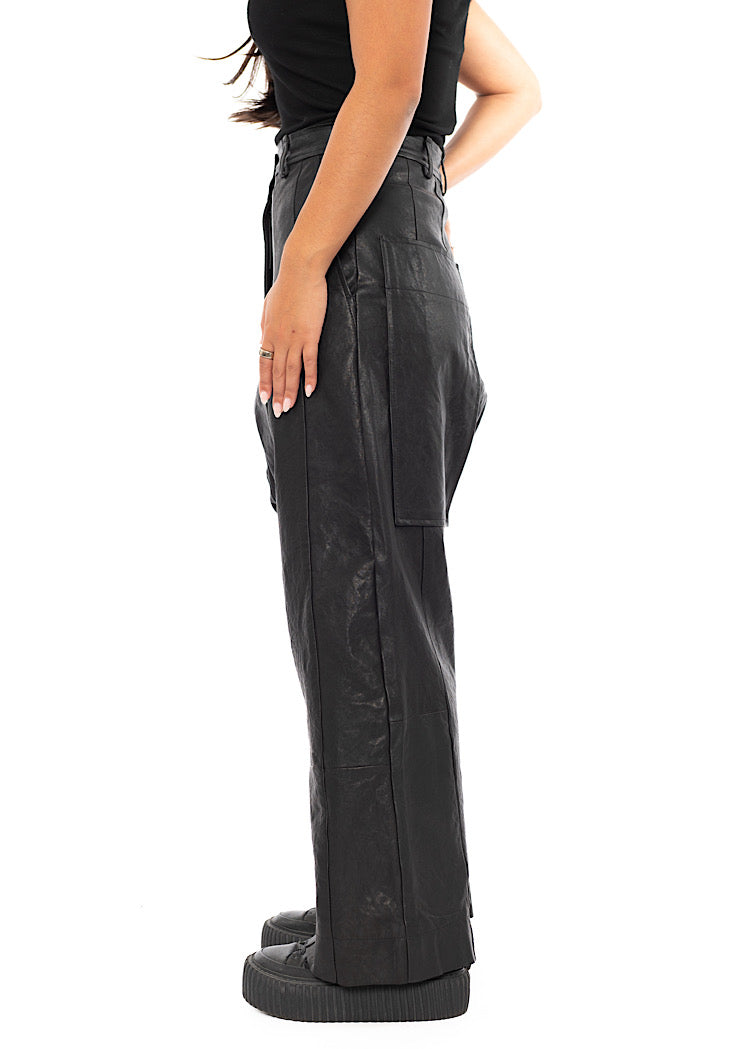 SIGNATURE LEATHER DROP CROTCH TROUSER